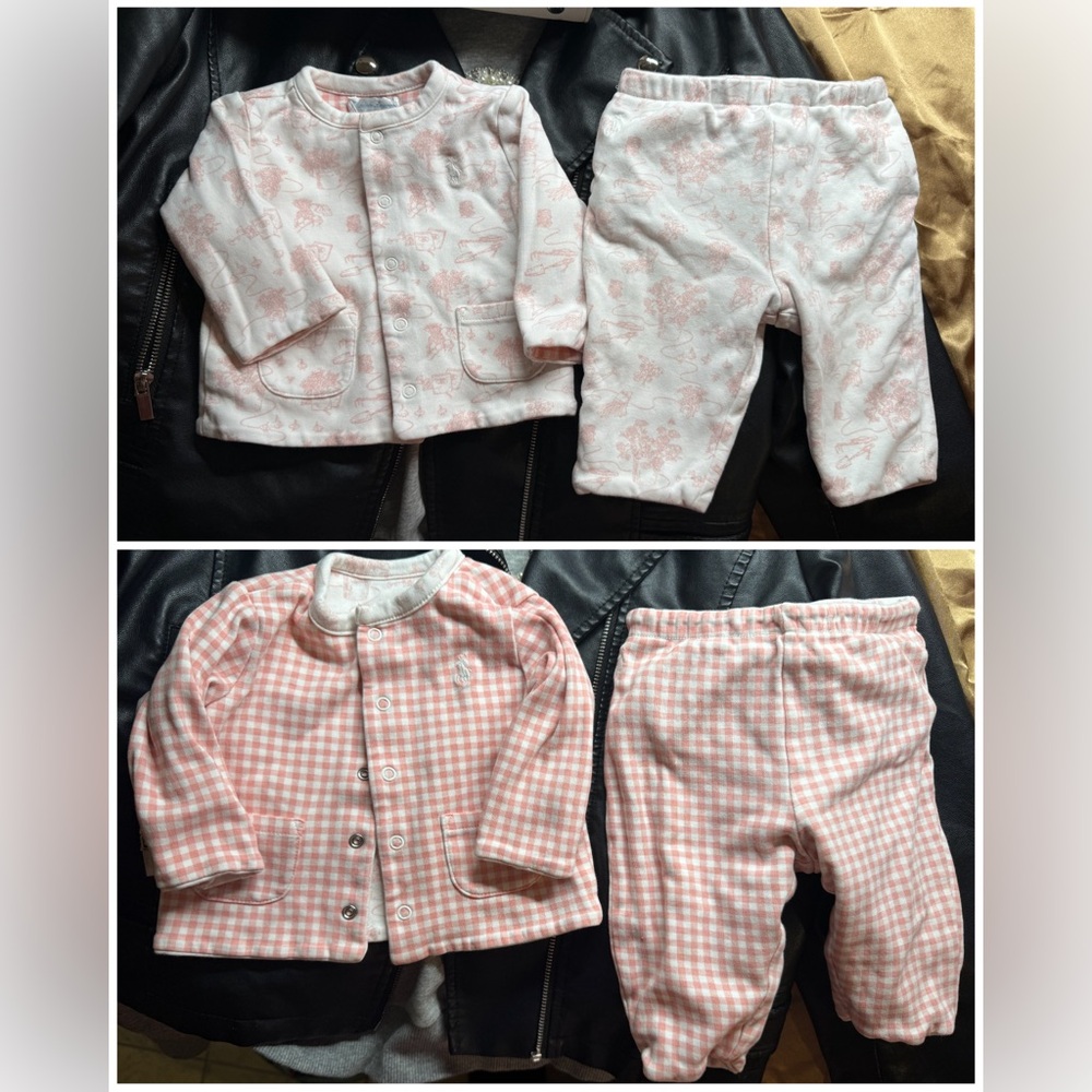 Ralph Lauren Reversible Pink and White Garden Toile/Gingham set
